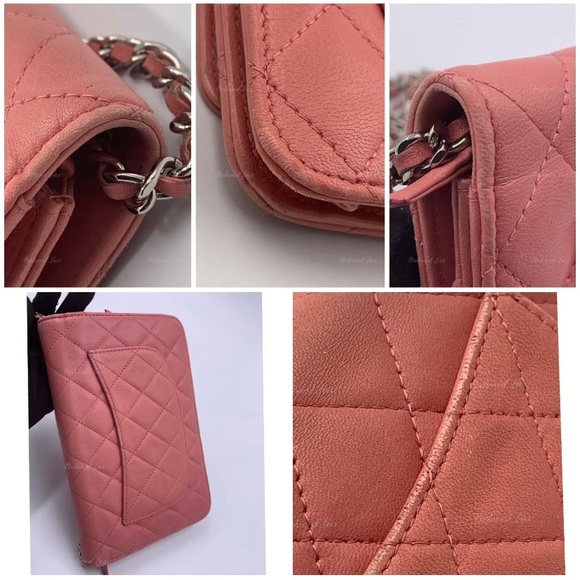 Authentic CHANEL Lambskin Wallet-on-the-chain WOC Flap Bag - Pink SHW - Picture 6 of 10